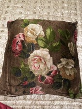 Altes großes Sofa Kissen Sofakissen Dekokissen Rosen glänzend Handarbeit genäht