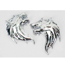 2x Wolf Wolfkopf Chrom  Logo