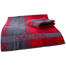 Dyckhoff XL Saunatuch Rot-Grau 200 x 80 cm