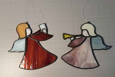 Tiffany Wandbilder - Glashänger Engel mit Trompete und Engel mit Liedvorlage