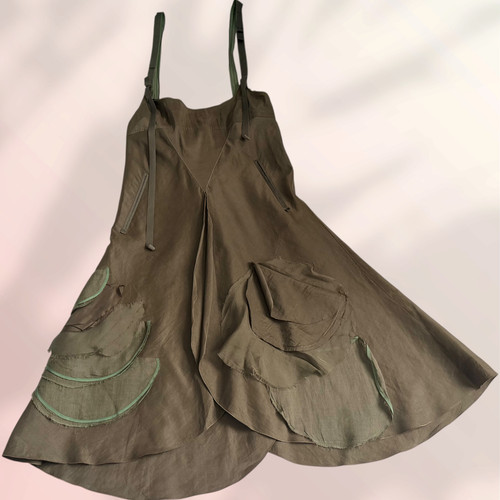 Langes kleid seide - kleid, khaki