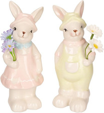 Osterdeko Hasenpaar mit Blumen