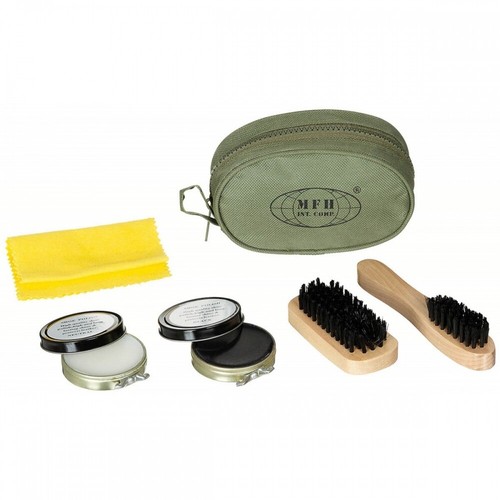 Schuhputzset oliv bürsten - schuhputzset,