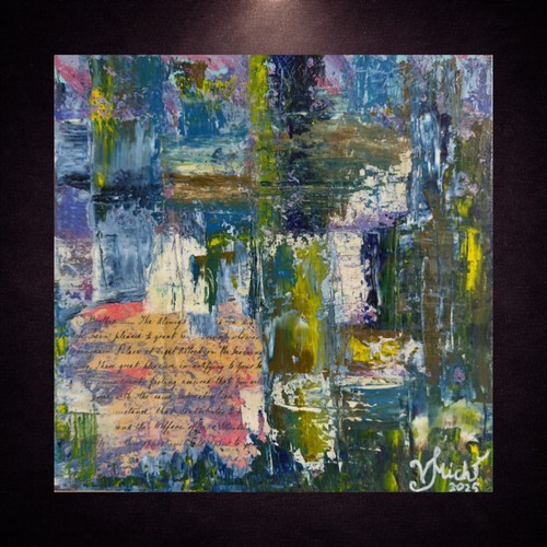 Abstraktes acryl collage bild - acryl,