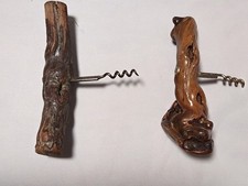 ?Vintage Wurzelholz Korkenzieher 60er Jahre 2Stück Nachlass Laurent Siret