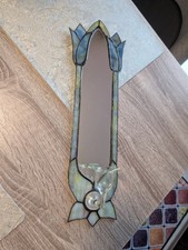 Tiffany Stil Spiegel Kerzenhalter Wand Deko 44 cm Vintage 