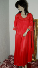 Edler SEARS Morgenmantel * Negligee-Mantel USA Nylon glutrot Spitze Gr. S
