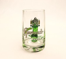 Seltener Glas Bierkrug Harnisch Brauerei Pöhla Sachsen Emaille Malerei Bierglas 