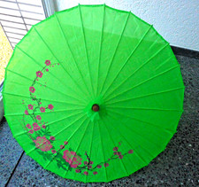 2 St Papier-Regenschirm Chinesischer antiker Stil Geölter  grün, braun UNBENUTZT