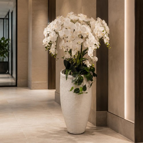 Künstliche weiße orchidee - orchidee, im