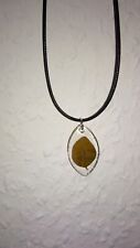 Epoxidharz Schmuck Kette + Anhänger Epoxy Resin 45-50cm Pflanze Blatt Braun K15