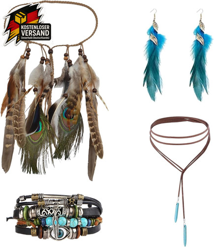 Indianer kopfschmuck damen set - indianer,