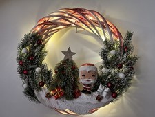 Türkranz Advent Kranz Weihnachtskranz Vinylfigur Santa Claus LED handmade