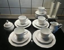 Eschenbach Porzellan 24 Teile Ersatz Konvolut WEISS Relief Muster