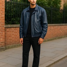 DAVID MOORE Deutsch Vintage Classic Grau Lammleder Jacke- Echt Leder - Groß 54