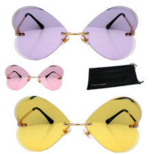 Festivalbrille Herzbrille Damen Herz Sonnenbrille Rosa Gelb Lila Getönt Luxxada®