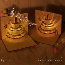 Geburtstagskarte Klappkarte 3D Musik Licht Grußkarte Happy Birthday Sound aktiv