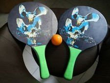 Beachball Set - 2 Schläger aus Holz + Ball (Strandspiel, Strandtennis)