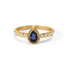 14K Gelbgold Natürlich Blauer