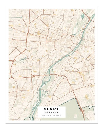 Munich city map wall - munich,