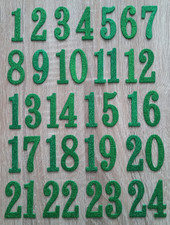 Adventskalender Zahlen Set 1-24 aus moosgummi. Glitzer Grün, Weihnachten basteln