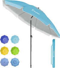 Sonnenschirm Balkon Strand Ø200cm UV50+ Türkis mit Hülle &Bodenbefestigung