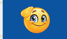Fahne Flagge salutierender Smily blau 90 x 150 cm Hissfahne