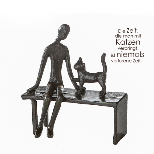 Figur skulptur frau mit katze - figur,