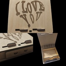 Zigarettenetui Holzbox I LOVE YOU Liebe Geschenk Freundschaft Deko Handmade