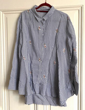 ZARA Woman Bluse / Damen / blau-weiss gestreift / Gr. XXL