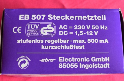 Ebro 507 steckernetzteil - ebro,