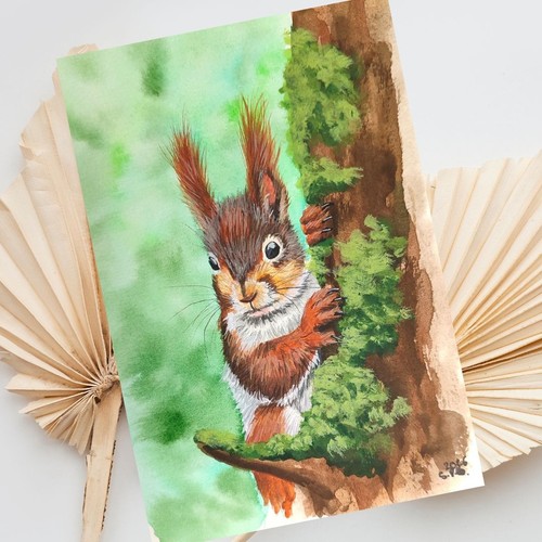 Eichhörnchen aquarellgemälde - eichhörnchen,