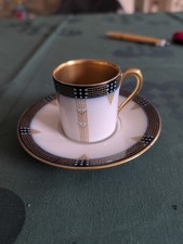 Jugendstil Hutschenreuther Art Deco Sammel- Mokkatasse Kobalt Blau Gold um 1910