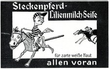 Steckenpferd Lilienmilch Seife Reklame 1909 Pferderennen Jockey Werbung Haut