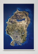 Grand Theft Auto 5 Los Santos 3D Landkarte Map Canvas Print 80cm x 120cm Unikat!