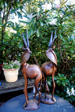 2 Antilopen...Holz- Figuren...Standfest...Teakholz...Braun...H: ca 80 cm