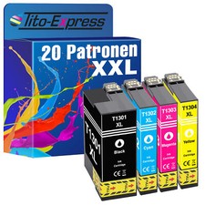 20 Patronen XL T1301 T1302 T1303 T1304  für Epson WorkForce WF-3010 DW WF-3520 