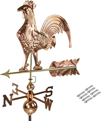 Wetterfahne hahn aus kupfer - 3d,