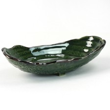 Schale oval grün, 20 x 9,5 cm, japanische Schale für Speisen oder Ikebana