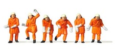 Feuerwehrleute in Einsatzkleidung orange Modell von Preiser 1:87