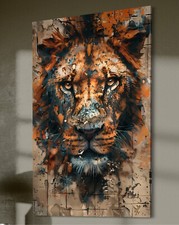 Löwen Leinwand Bild Farbig