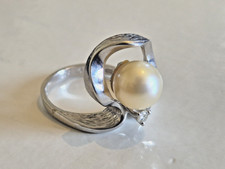 Brilliant Goldring 14K (585) mit Perle & Diamant – Ringgröße ca. 18 mm