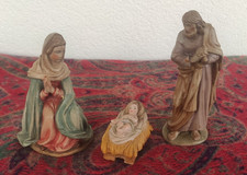 Weihnacht Krippe HEILIGE FAMILIE 8FIGUREN gebraucht ITALY ANRI Kunstharz 60J-alt