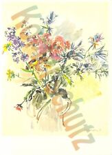 Künstler AK Oskar Kokoschka Blumenaquarell Blumen im Glas  Rascher Verlag Zürich