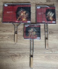 3x Grillguthalter Doppelkorb  Set   Holzgriff verchromt NEU OVP