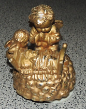 Spieluhr Engel am Kinderbett Gold Dekor Drehfunktion ca. 14cm