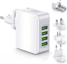 Reiseadapter Weltweit mit 4 USB Universal Reisestecker Adapter Ladegerät 22W