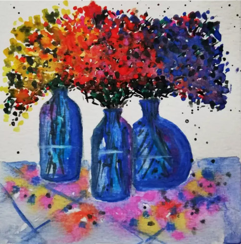 Stillleben lila blumen strauß - stillleben,
