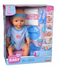 Simba Puppe New Born Baby Babypuppe Junge blaues Zubehör 105030044