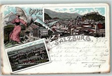 13224486 - Salzburg Riedenburg mit Asyl Gasthof Kaffee Ofenloch Frau mit Schirm